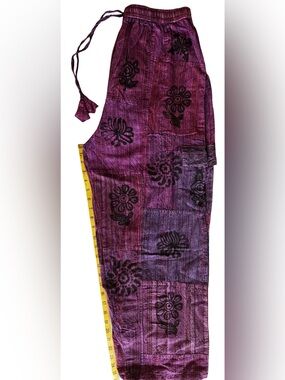 Himalaya Handmade Printed Patchwork Hippie Cargo Trousers Size L NWT